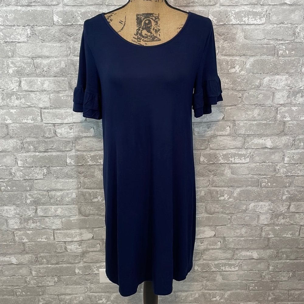 Maurices Navy 24/7 Ruffle Sleeve Dress